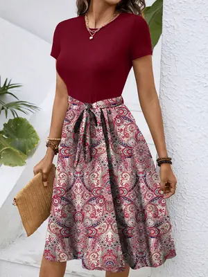 Paisley Paisleon Jumpsuit Red Blue White High Waist