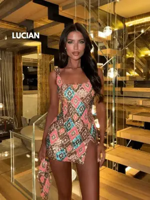 LUCIAN Multi-Color Geometric Hip Skirt for Women