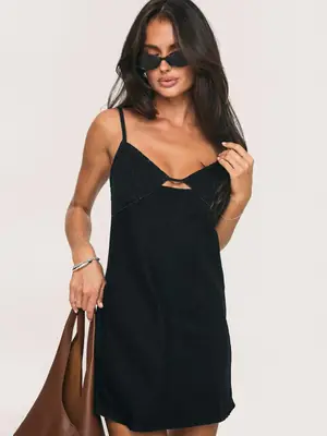 Denim A-Light Dress Blue Black Adjustable Straps thumbnail 4