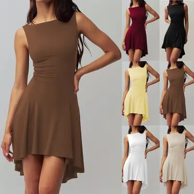 Sleeveless One-Shoulder Dress for Women Multi Color