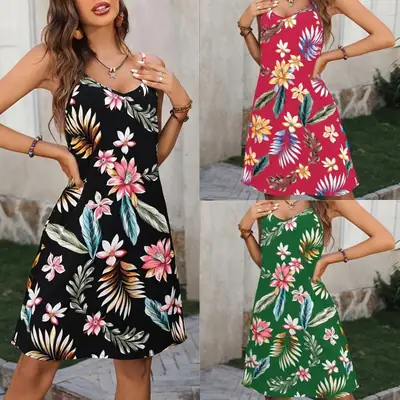 V-Neck Floral Print Dress for Women Pakistan Summer