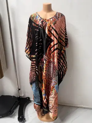 Loose Fitting Abstract Print Dress for Women