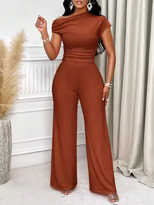 Terracotta Wide Leg Pants Suit for Women