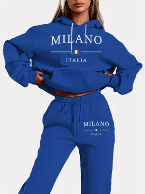 Blue Milano Italia Hoodie & Joggers Set for Women