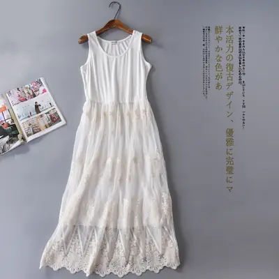 White Lace Long Sleeve Dress for Women Autumn Wear