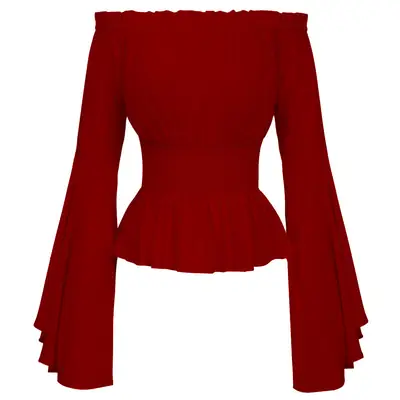 Red Off-Shoulder Peplum Top for Women