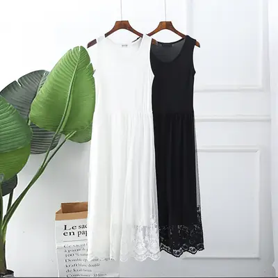 Lace Dress Base White Black High Waist Pakistan