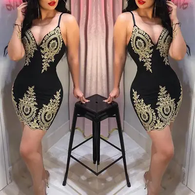 Black Hip-Hugging Lace Embroidered Dress for Women
