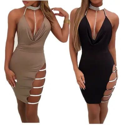 Premium Quality Halter Neck Jumpsuit for Women Black & Khaki