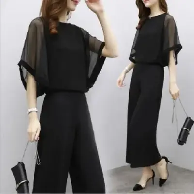 Black Korean Style Two-Piece Suit for Women