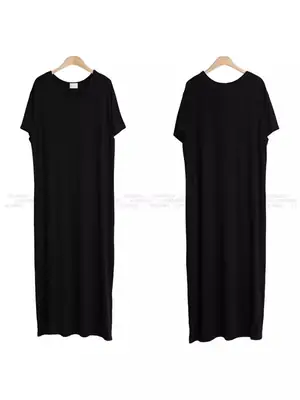 Black Belted Midi Dress for Women, Machine Washable, Loose Fit thumbnail 4