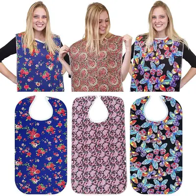 Waterproof Bibs for Adults Floral Paisley Butterfly Design