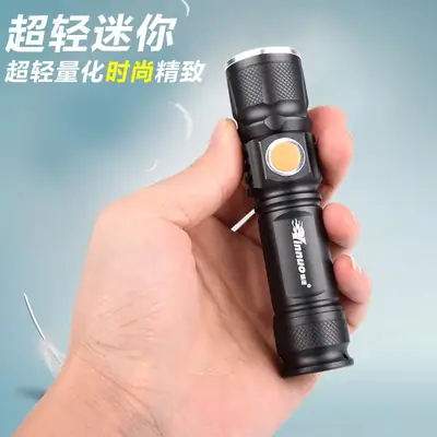 Compact LED Flashlight USB Rechargeable Black