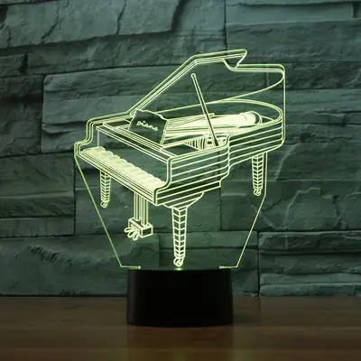 3D Piano LED Lamp Seven Colors Acrylic Modern Decor