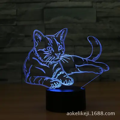 3D Kitten Night Light with Touch Sensitivity