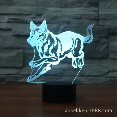 3D German Shepherd LED Night Light with Touch Control
