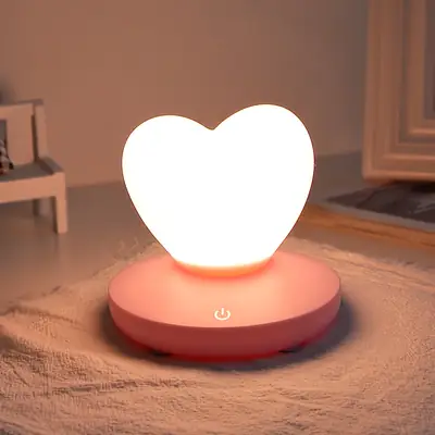 USB Rechargeable Heart Night Light Pink