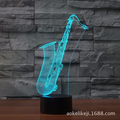 Saxophone Shape Night Light with 7-Color LED Gradient