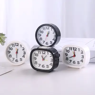 Small Round & Square Alarm Clocks for Bedroom Office Kids Gift