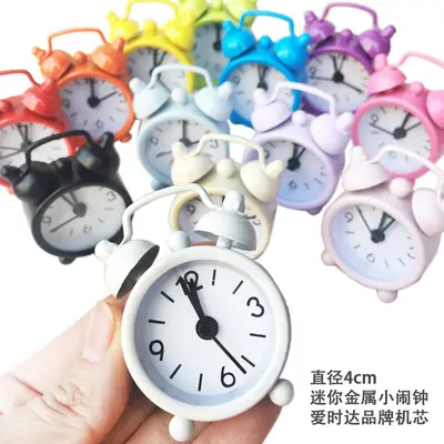 Mini Metal Alarm Clocks 4cm White Silent Student Use