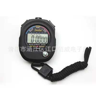 Black Digital Stopwatch for Sports Timing and Fitness Training
