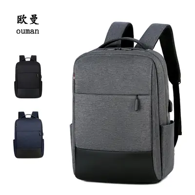 Men Business Laptop Backpack Gray Blue 15.6inch