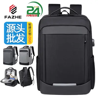 Waterproof Black Student Backpack with Reflective Strip