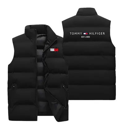 Men Black Tommy Hilfiger Down Vest Winter