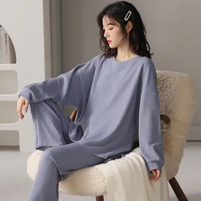 Women's Waffle Pajama Set Loose Autumn Home Wear