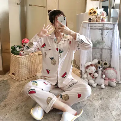 Women Long Sleeve Sweet Cartoon Pajamas Autumn Home Wear