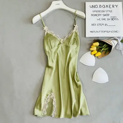 Women Ice Silk Pajamas White Summer Home Wear