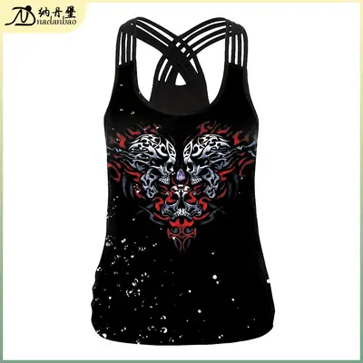 Women Skull Print Slim Fit Breathable Vest