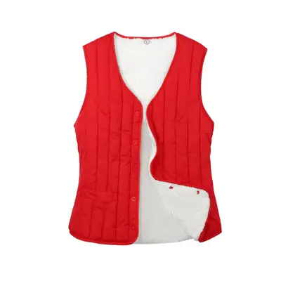 Women Red Quilted Warm Vest Winter Cotton
