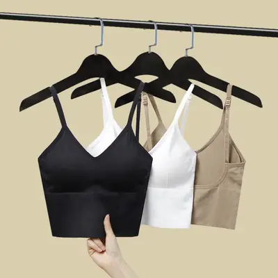Women U-Backless Tube Top Bra Summer White Black Beige