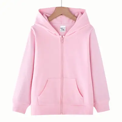 Pink Full-Zip Hoodie for Kids, Soft & Durable