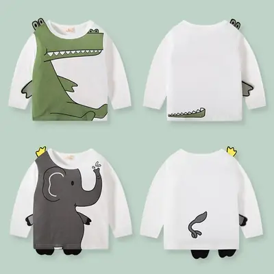 Kids Long Sleeve T-Shirts Elephant Croc Print 3-6Y