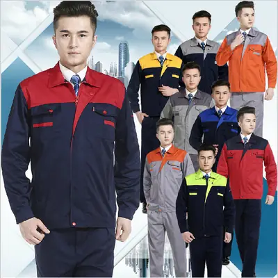 Men Labor Protection Work Jacket Long Sleeve Autumn Blue