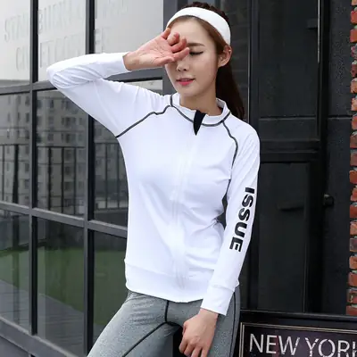 Women White Quick-Dry Running Jacket Spring Fitness