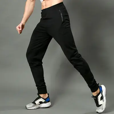 Men Slim Fit Black Quick-Dry Sports Pants
