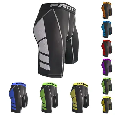 Men's Sporty Slimming Gym Shorts Black Gray Multi Color