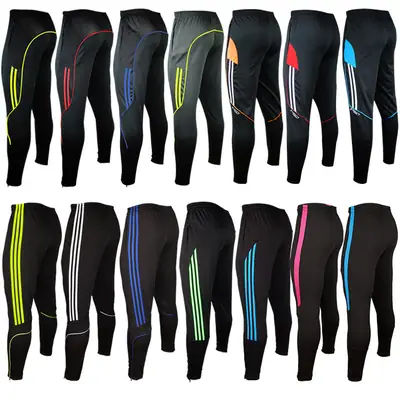 Men's Black Football Training Pants with Color Stripes