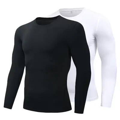 Men's Long Sleeve Sport Base Layer Black White
