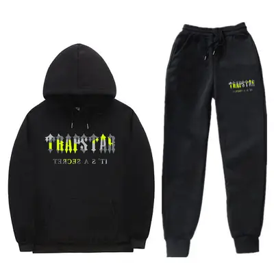 Black Trapstar Hoodie & Sweatpants Set for Men Women