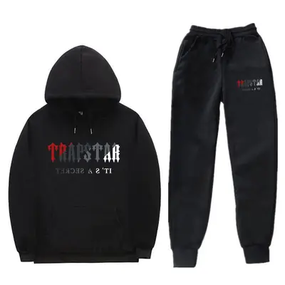 Black Trapstar Hoodie & Sweatpants Set for Men Women