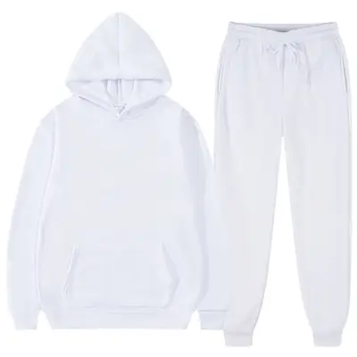 Black Fleece Hoodie Sweatpants Set for Men Women Autumn Casual Loose Fit thumbnail 5