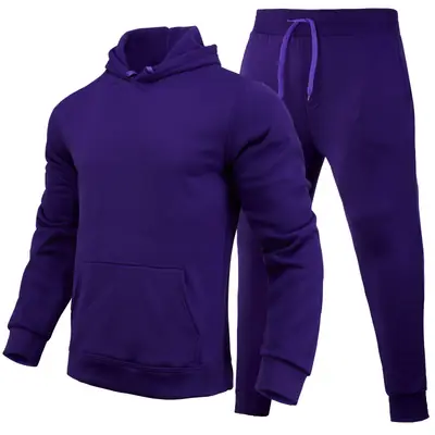 Black Fleece Hoodie Sweatpants Set for Men Women Winter Casual thumbnail 3
