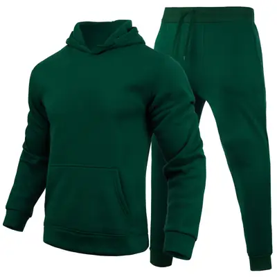 Black Fleece Hoodie Sweatpants Set for Men Women Winter Casual thumbnail 4
