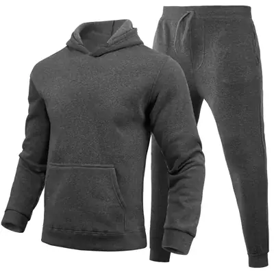 Black Fleece Hoodie Sweatpants Set for Men Women Winter Casual thumbnail 5