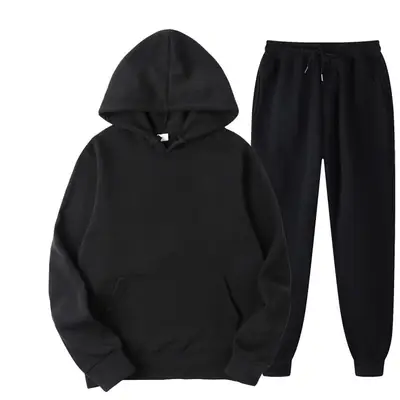 Men Black Hoodie & Sweatpants Winter Set