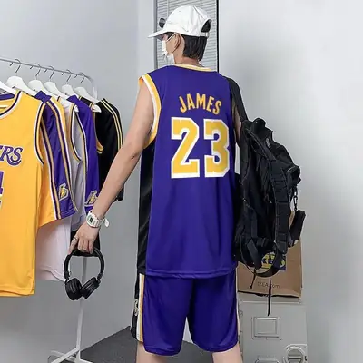 Men Basketball Jersey No.23 Purple Yellow Plus Size